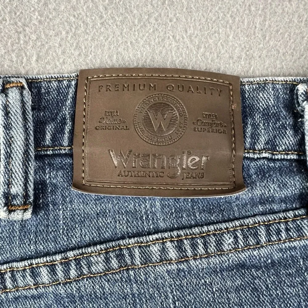 Wrangler Jeans Mens 42x30‎ Blue Denim Pants Regular Fit Workwear Western